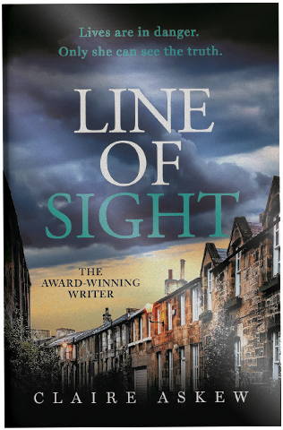 The cover of Line of Sight shows a street of classic Edinburgh sandstone buildings against a dark and moody sky.